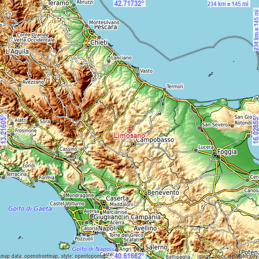 Topographic map of Limosano