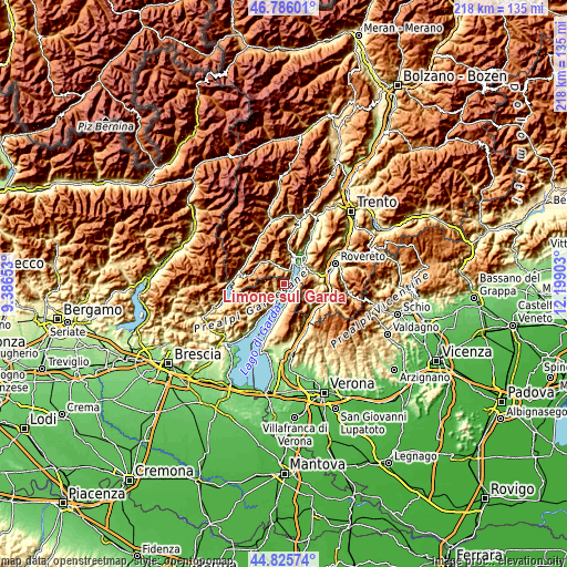 Topographic map of Limone sul Garda