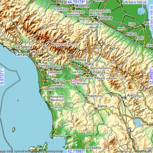 Topographic map of Limite