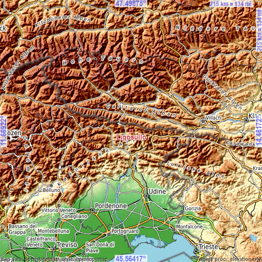 Topographic map of Ligosullo