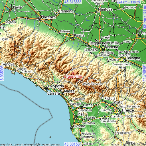 Topographic map of Ligonchio