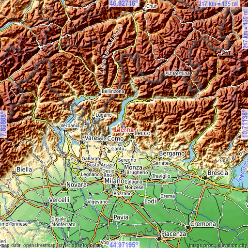 Topographic map of Lierna