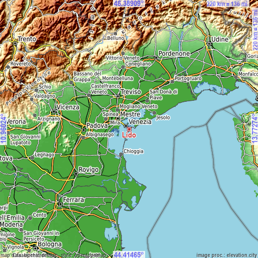Topographic map of Lido