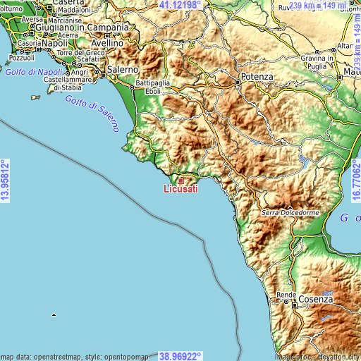 Topographic map of Licusati