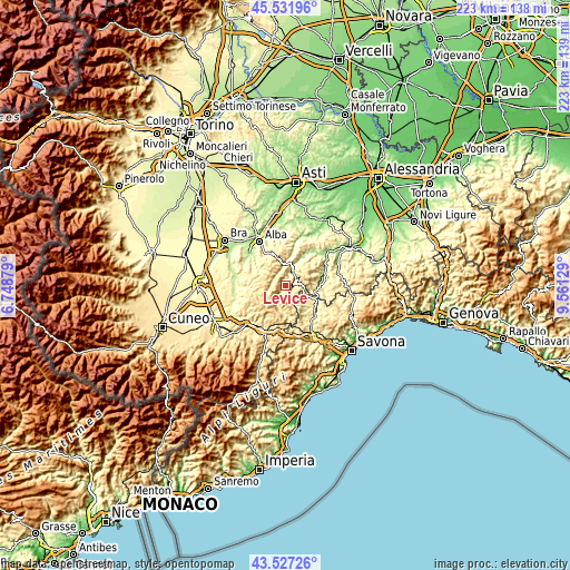 Topographic map of Levice