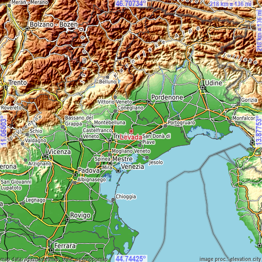 Topographic map of Levada