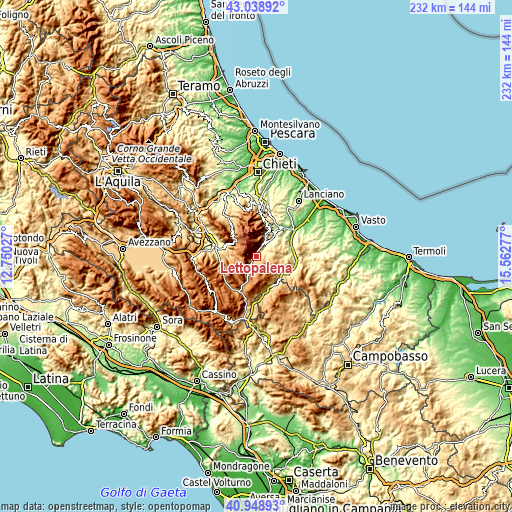 Topographic map of Lettopalena