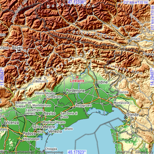 Topographic map of Lestans