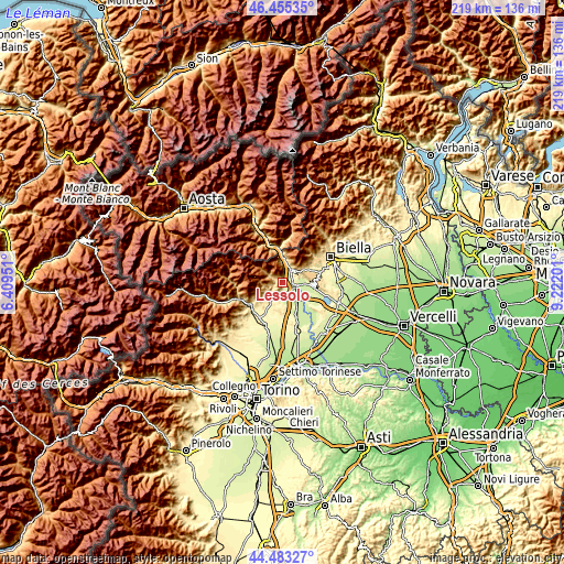 Topographic map of Lessolo