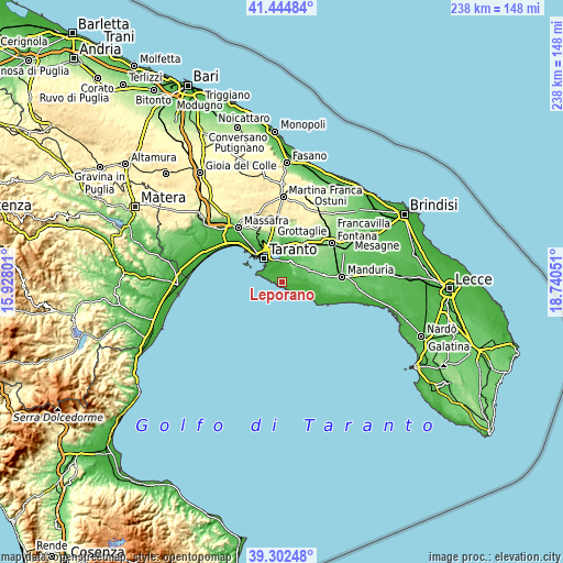 Topographic map of Leporano