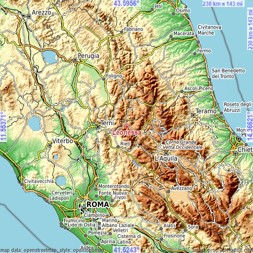 Topographic map of Leonessa