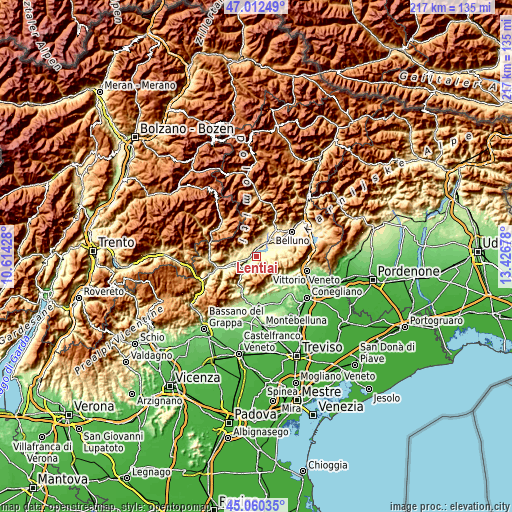 Topographic map of Lentiai