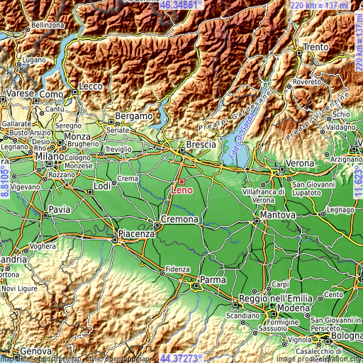 Topographic map of Leno