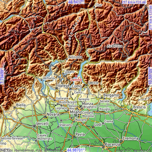 Topographic map of Lenno