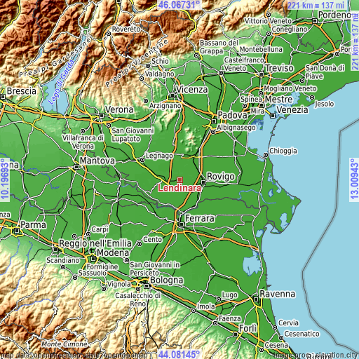 Topographic map of Lendinara