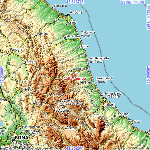 Topographic map of Villa Lempa