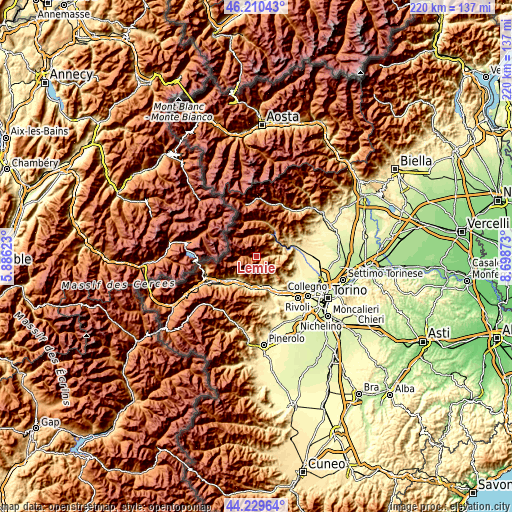 Topographic map of Lemie