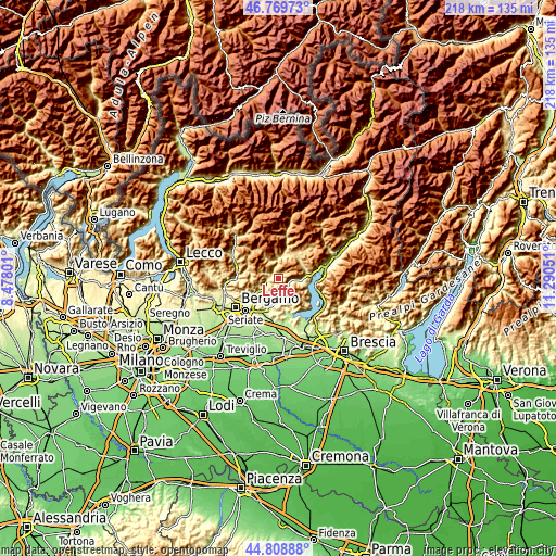 Topographic map of Leffe