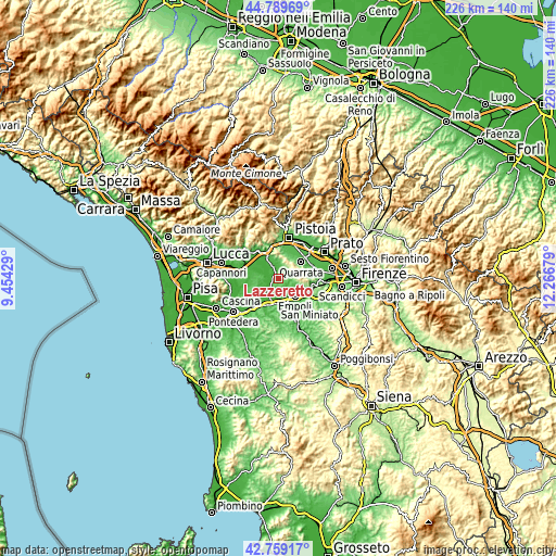 Topographic map of Lazzeretto