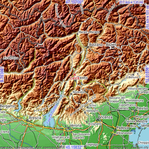 Topographic map of Lavis