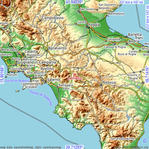 Topographic map of Laviano