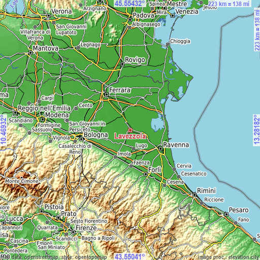 Topographic map of Lavezzola