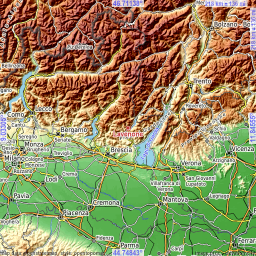 Topographic map of Lavenone