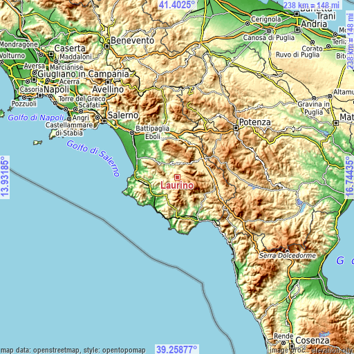 Topographic map of Laurino