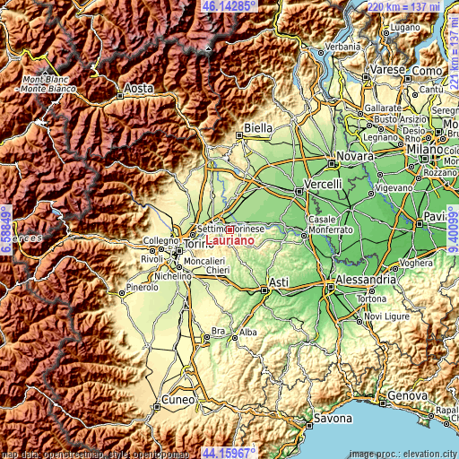 Topographic map of Lauriano