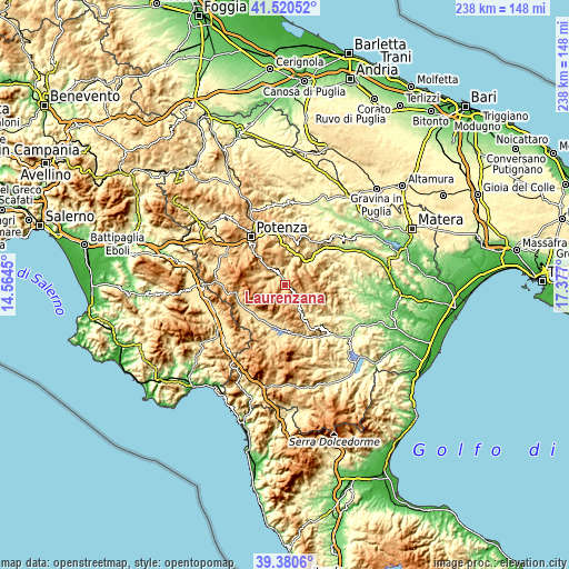 Topographic map of Laurenzana