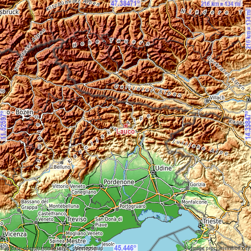 Topographic map of Lauco