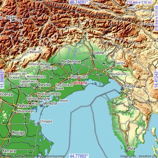 Topographic map of Latisana