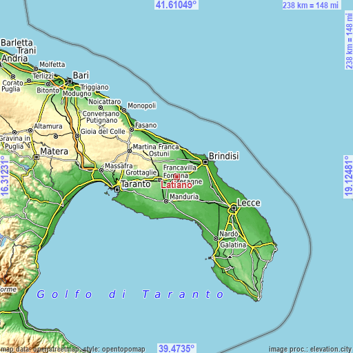 Topographic map of Latiano