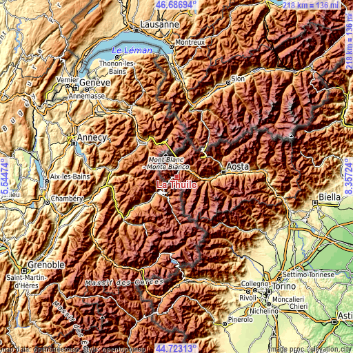 Topographic map of La Thuile