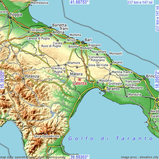 Topographic map of Laterza