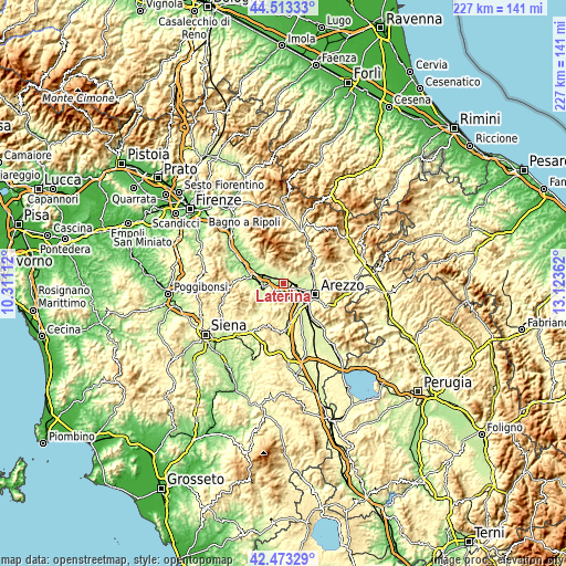 Topographic map of Laterina