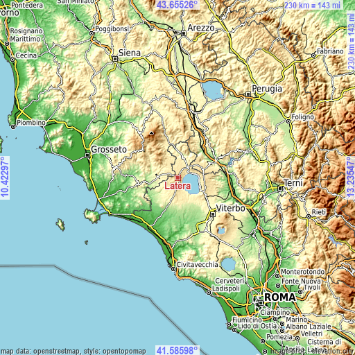 Topographic map of Latera