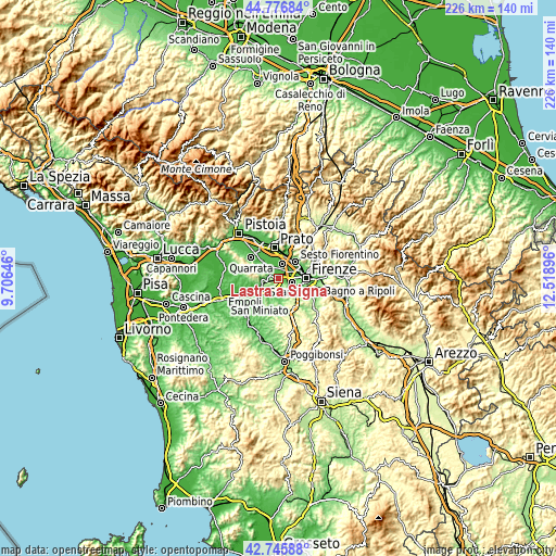 Topographic map of Lastra a Signa
