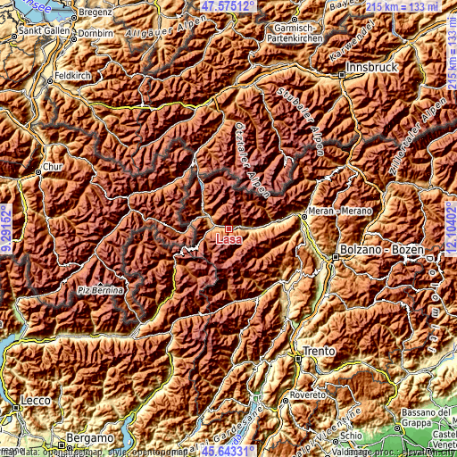 Topographic map of Lasa