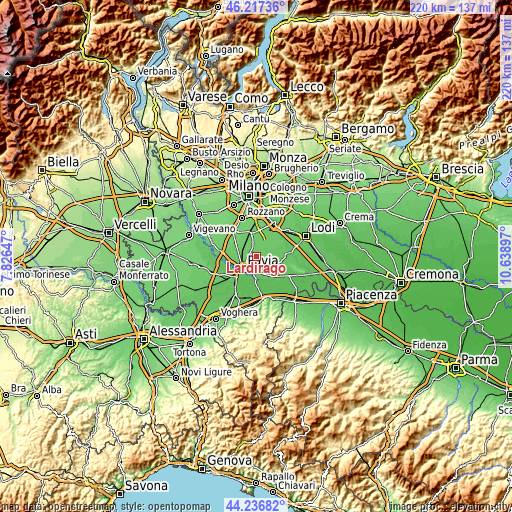 Topographic map of Lardirago