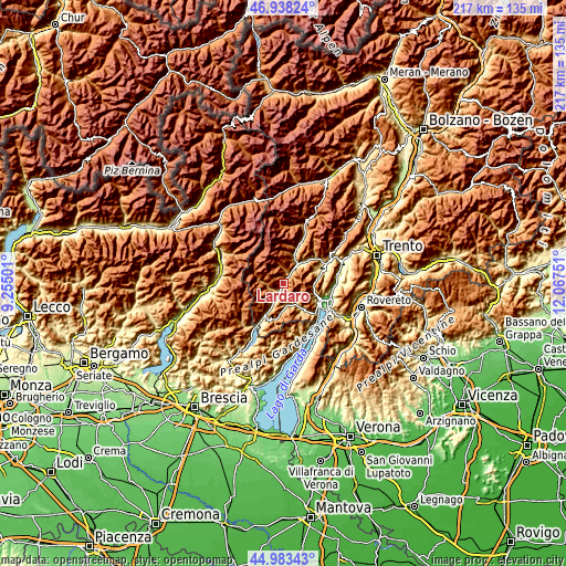 Topographic map of Lardaro