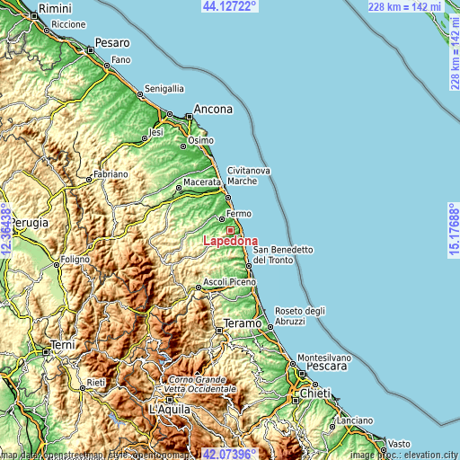Topographic map of Lapedona