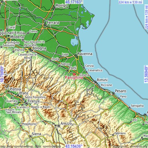 Topographic map of Panighina
