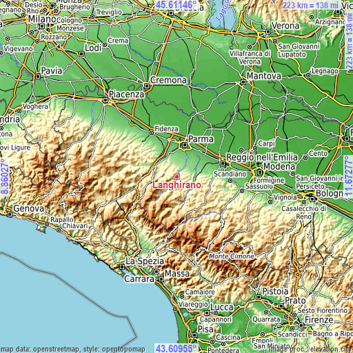 Topographic map of Langhirano