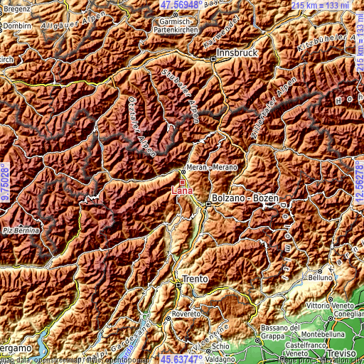 Topographic map of Lana