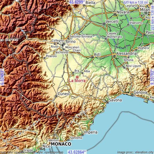 Topographic map of La Morra