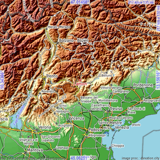 Topographic map of Lamon