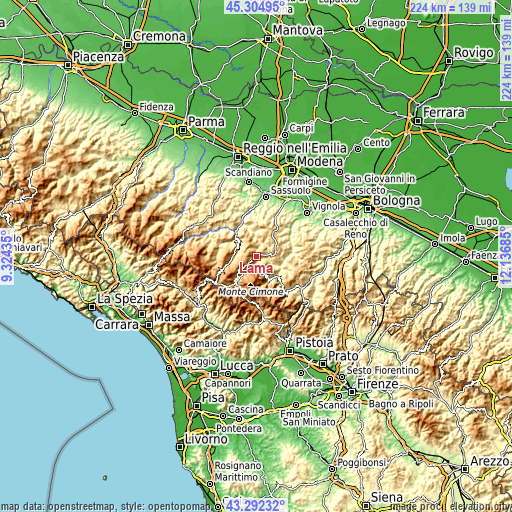 Topographic map of Lama