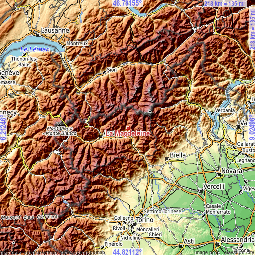 Topographic map of La Magdeleine