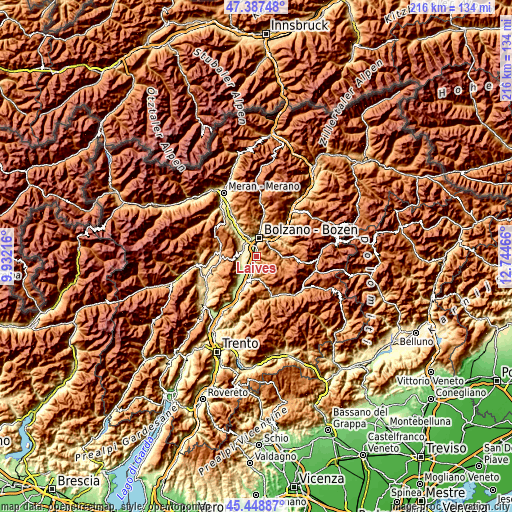 Topographic map of Laives